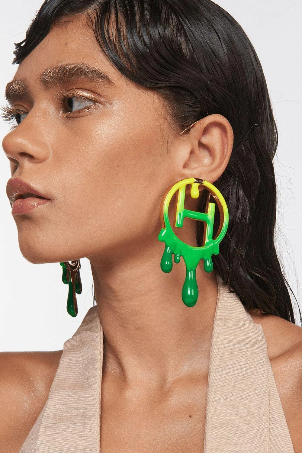 Outhouse Acid Green Handcrafted Maxi Earrings 3 Outhouse Acid Green Handcrafted Maxi Earrings