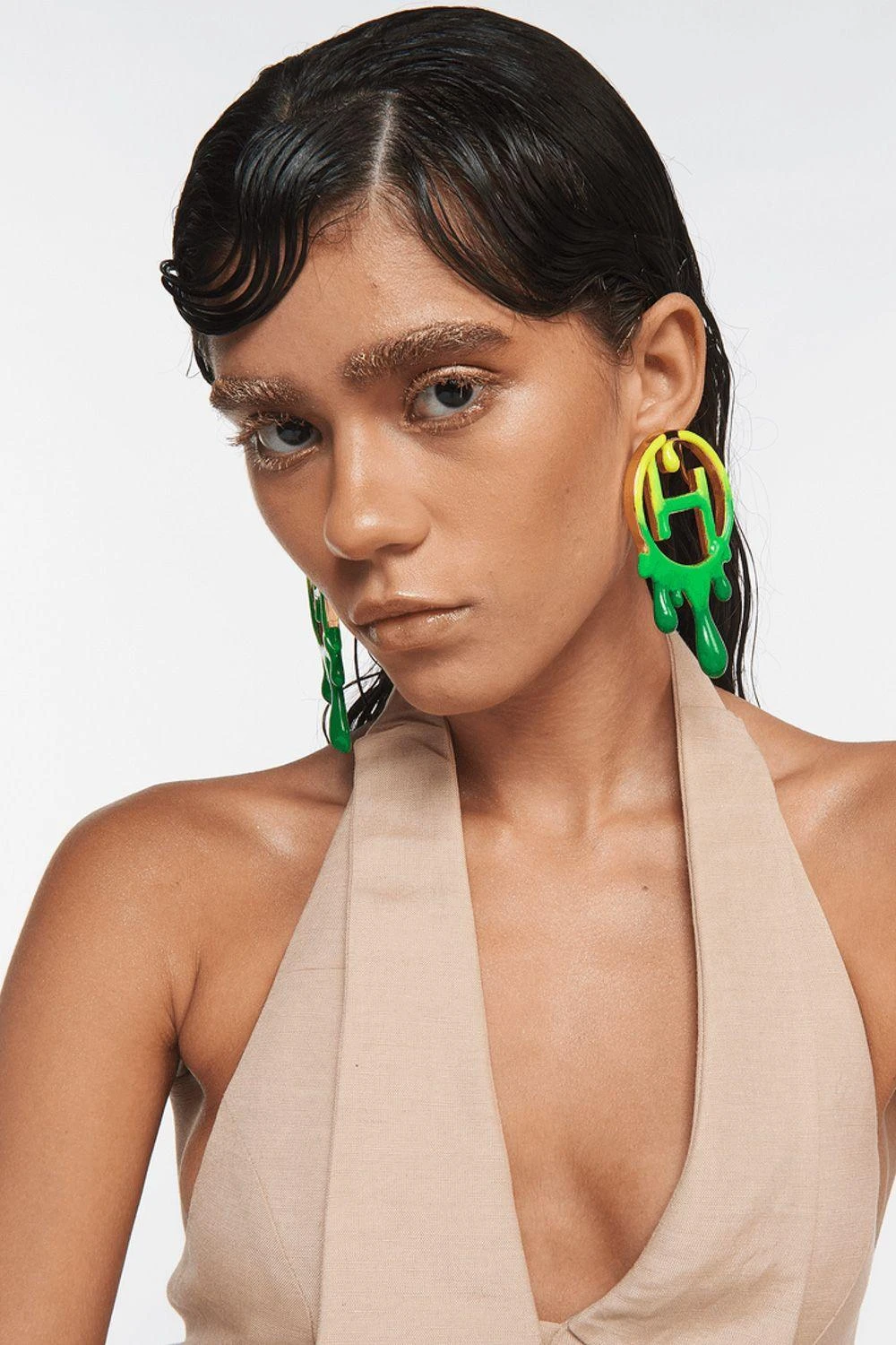 Outhouse Acid Green Handcrafted Maxi Earrings 5 Outhouse Acid Green Handcrafted Maxi Earrings - Image 3