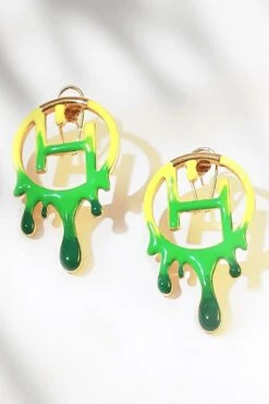 Outhouse Acid Green Handcrafted Maxi Earrings 10 Outhouse Acid Green Handcrafted Maxi Earrings -Inca Sales Store 2007ot43 4