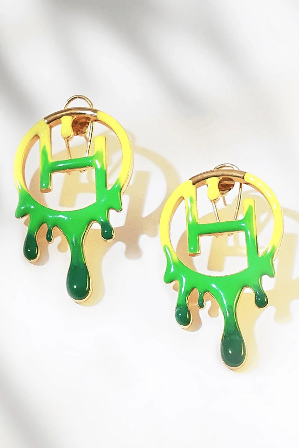 Outhouse Acid Green Handcrafted Maxi Earrings 6 Outhouse Acid Green Handcrafted Maxi Earrings - Image 4