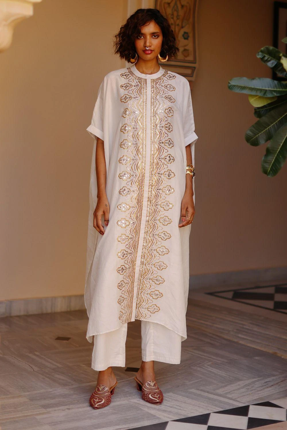 Avacara White Hand Embellished Kaftan Set 3 Avacara White Hand Embellished Kaftan Set