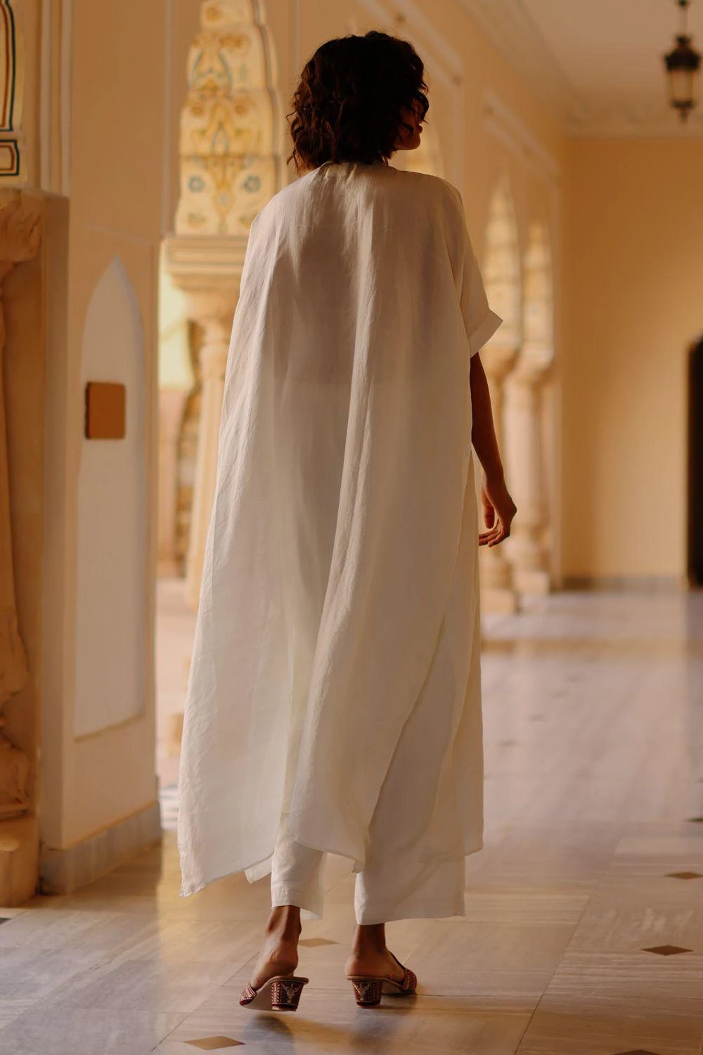 Avacara White Hand Embellished Kaftan Set 5 Avacara White Hand Embellished Kaftan Set - Image 3