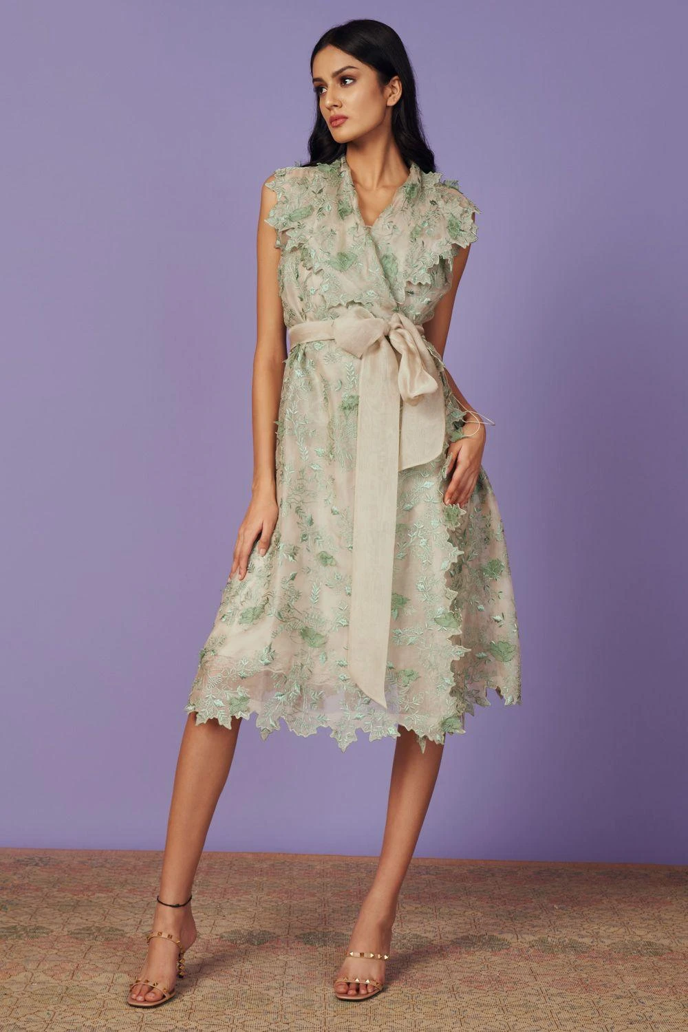 Anushree Reddy Sea Green 3-D Wrap Jacket Set 3 Anushree Reddy Sea Green 3-D Wrap Jacket Set