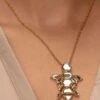 Isharya Reflective Turtle Charm Mirror Necklace