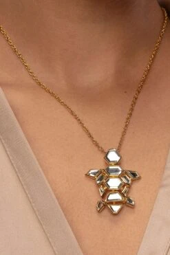 Isharya Reflective Turtle Charm Mirror Necklace