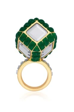 Isharya Mesmerizing Emerald Rolled Dice Ring -Inca Sales Store 201223ia59 3