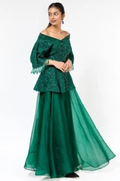 Asira Emerald Green Embellished Peplum & Sharara -Inca Sales Store 2012asr3 4
