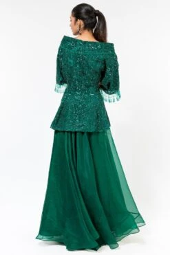 Asira Emerald Green Embellished Peplum & Sharara -Inca Sales Store 2012asr3 5