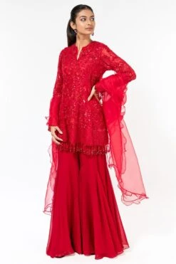 Asira Red Embellished Sharara Set -Inca Sales Store 2012asr4 3