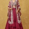 Mishru Wine Floral Embroidered Lehenga Set -Inca Sales Store 201mru6 1