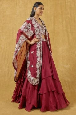 Mishru Wine Floral Embroidered Lehenga Set -Inca Sales Store 201mru6 3