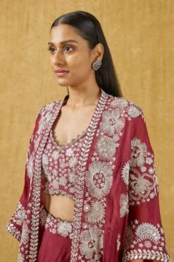 Mishru Wine Floral Embroidered Lehenga Set -Inca Sales Store 201mru6 4