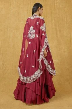 Mishru Wine Floral Embroidered Lehenga Set -Inca Sales Store 201mru6 6