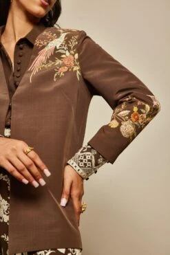 PATINE Mouse Grey Silk Crepe Jacket -Inca Sales Store 204pa16 2