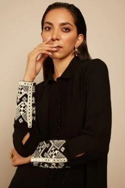 PATINE Black Silk Georgette Shirt -Inca Sales Store 204pa24 3 1