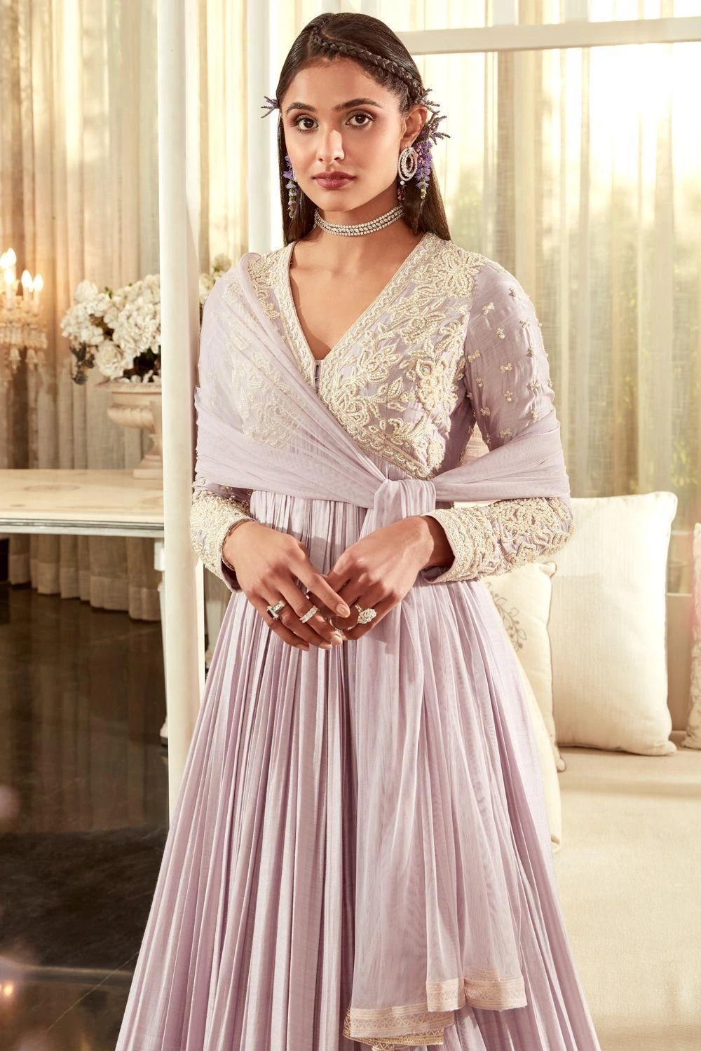 Ridhi Mehra Lilac Embroidered Anarkali Set 4 Ridhi Mehra Lilac Embroidered Anarkali Set - Image 2