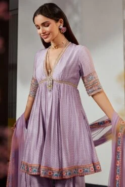 Ridhi Mehra Lilac Printed Silk Gharara Set -Inca Sales Store 204rm18 3 1