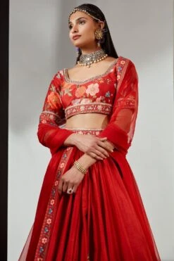 Ridhi Mehra Red Floral Printed Lehenga Set With Embroidery -Inca Sales Store 204rm9 3