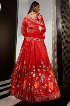 Ridhi Mehra Red Floral Printed Lehenga Set With Embroidery -Inca Sales Store 204rm9 4