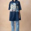 Dhruv Kapoor Blue Handcrafted Paneled Long Shirt -Inca Sales Store 20723dk3 1