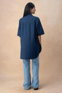 Dhruv Kapoor Blue Handcrafted Paneled Long Shirt -Inca Sales Store 20723dk3 5