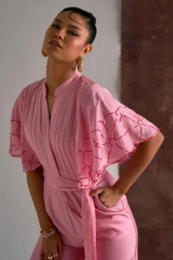 Sakshi Khetterpal Candy Pink Floral Embellished Jumpsuit -Inca Sales Store 20723sk22 3