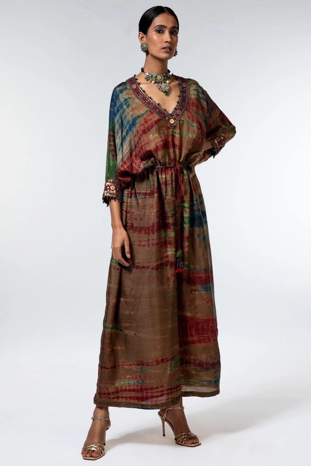 CAPISVIRLEO Multicoloured Tie Dye Kaftan Dress 3 CAPISVIRLEO Multicoloured Tie Dye Kaftan Dress
