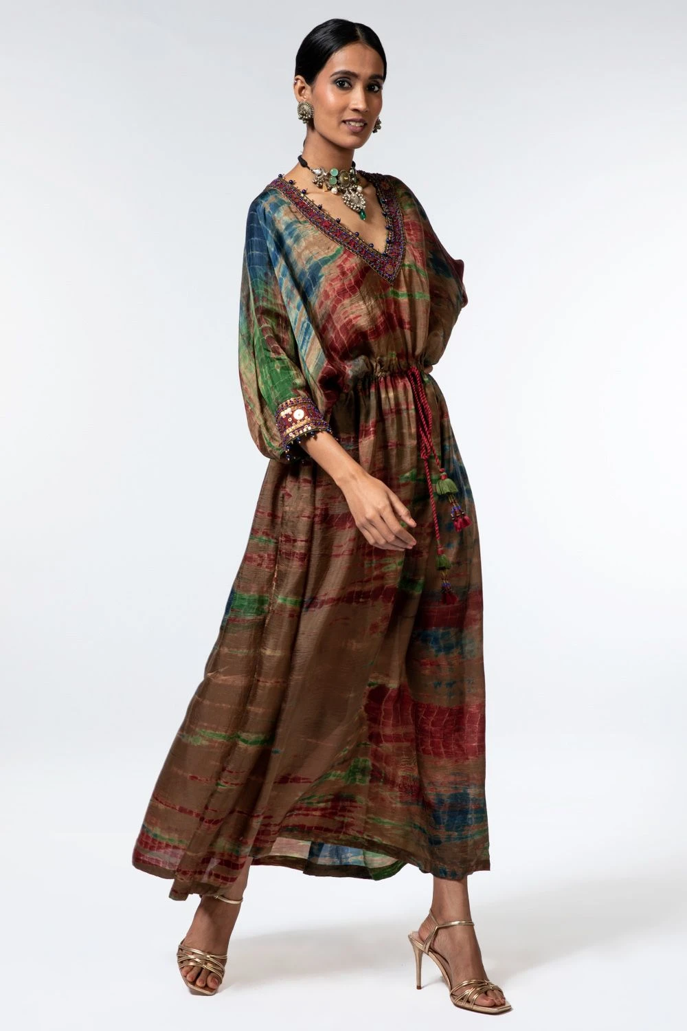 CAPISVIRLEO Multicoloured Tie Dye Kaftan Dress 4 CAPISVIRLEO Multicoloured Tie Dye Kaftan Dress - Image 2