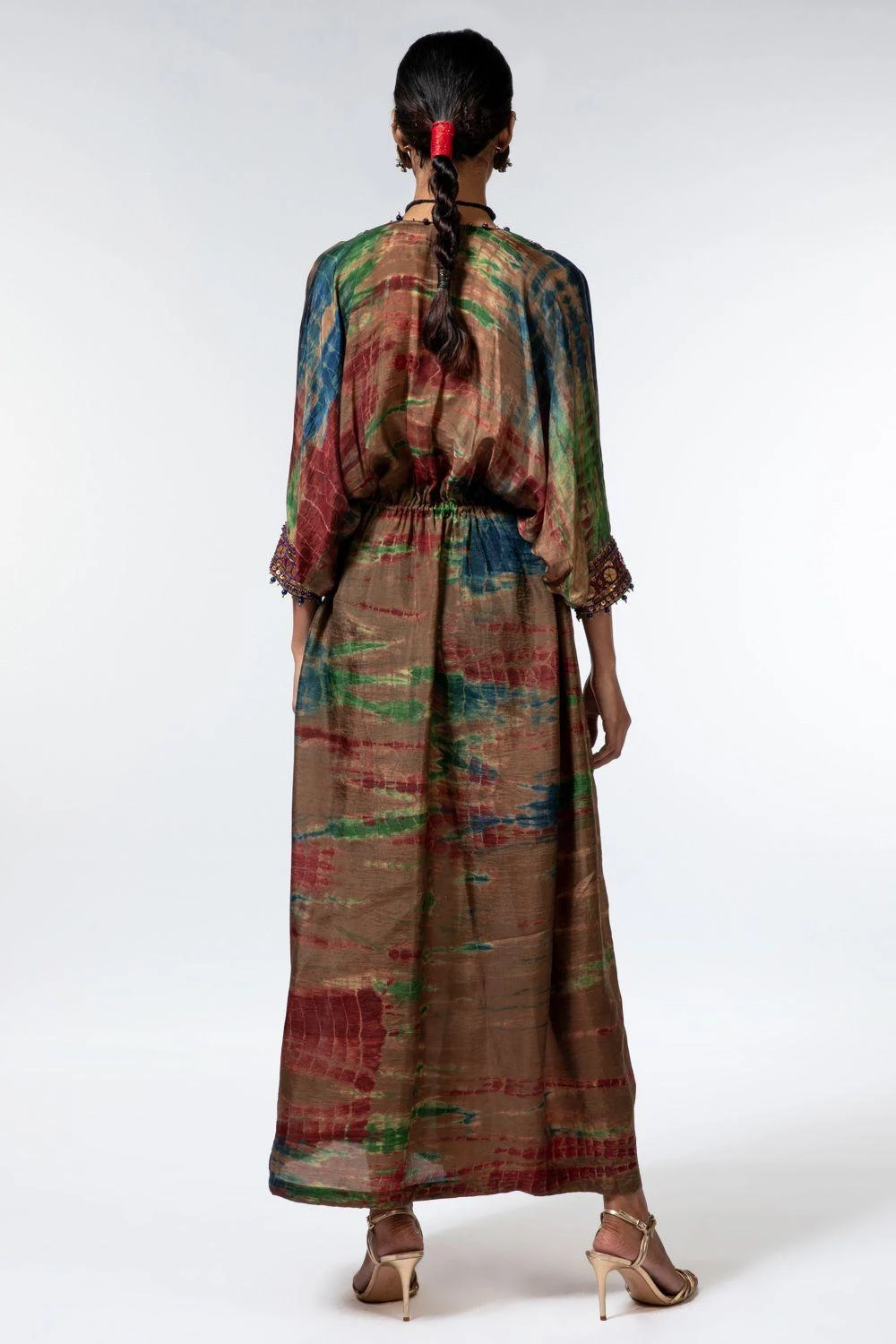 CAPISVIRLEO Multicoloured Tie Dye Kaftan Dress 6 CAPISVIRLEO Multicoloured Tie Dye Kaftan Dress - Image 4