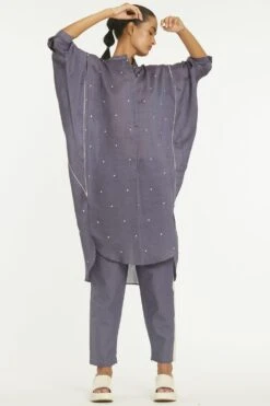 Three Grey Polka Kurta Set