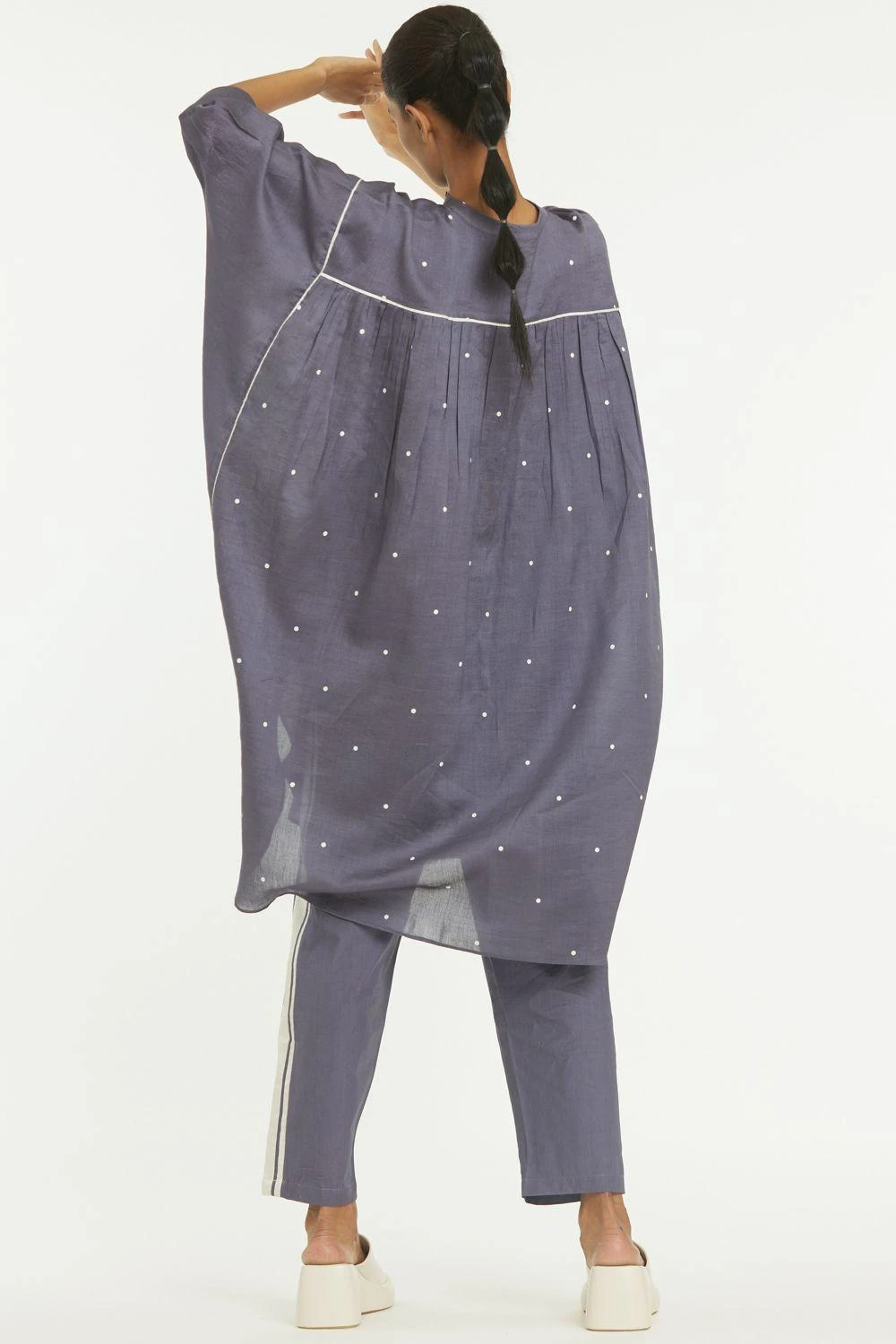 Three Grey Polka Kurta Set 6 Three Grey Polka Kurta Set - Image 4