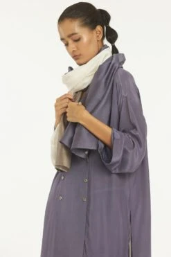 Three Grey Overlap Kaftan Co-ord Set With A Scarf -Inca Sales Store 208three25 4