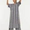 Three Grey Striped Kaftan Set