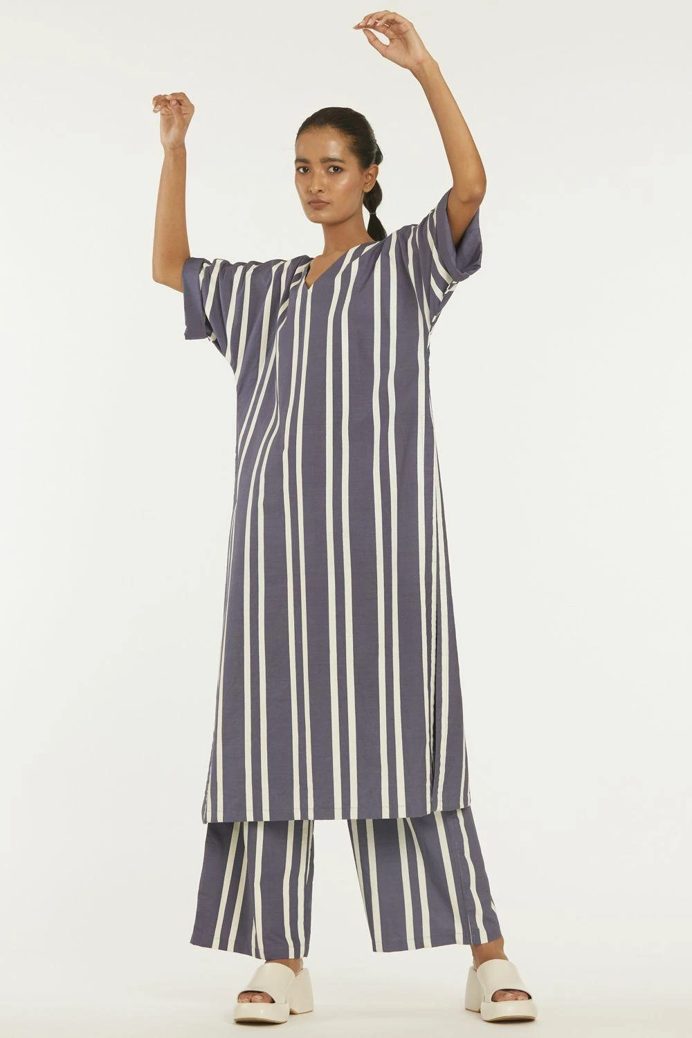 Three Grey Striped Kaftan Set 3 Three Grey Striped Kaftan Set