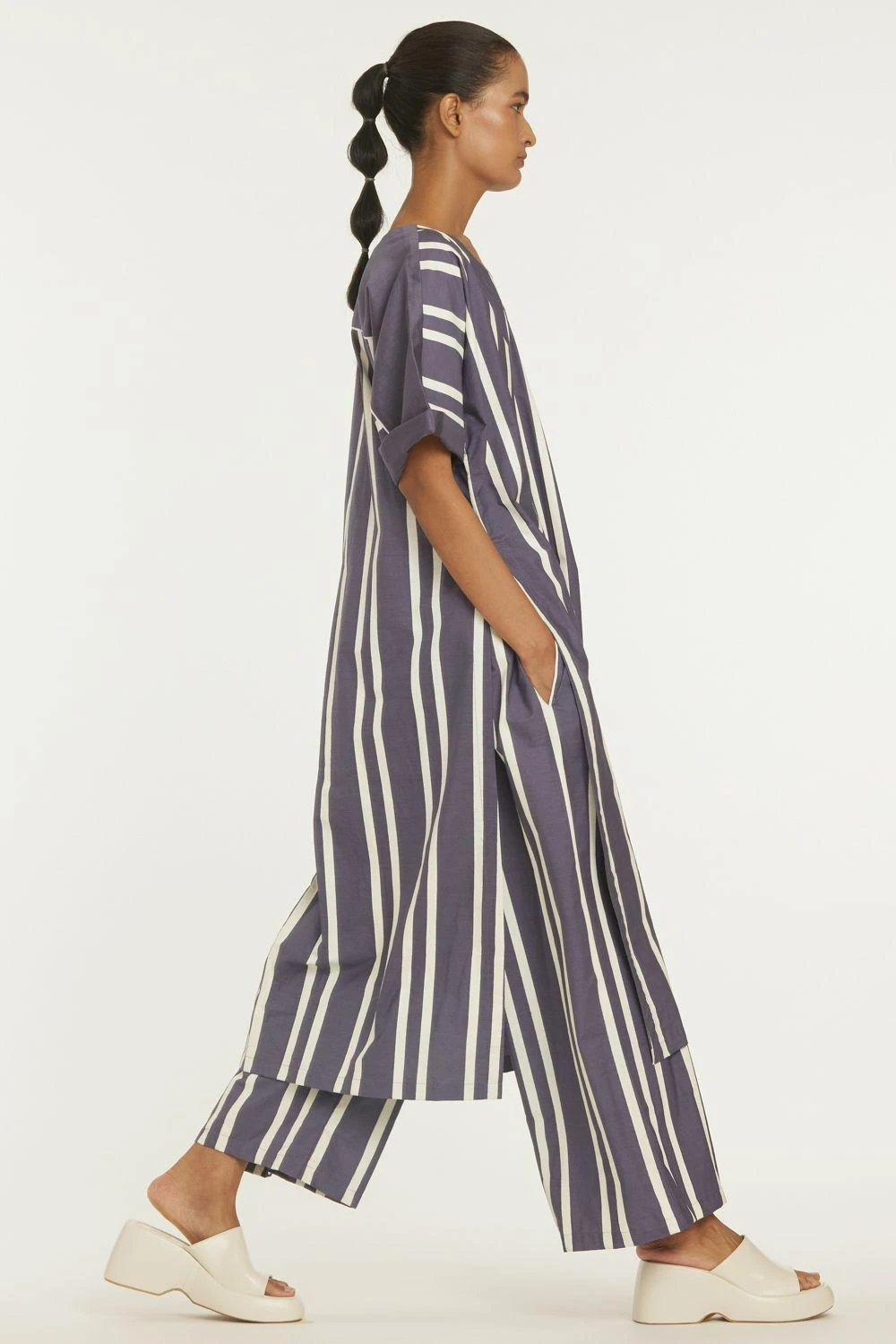 Three Grey Striped Kaftan Set 4 Three Grey Striped Kaftan Set - Image 2