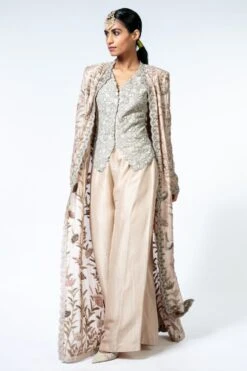 Anamika Khanna Pale Pink Embroidered Long Jacket Set -Inca Sales Store 209ak4 2