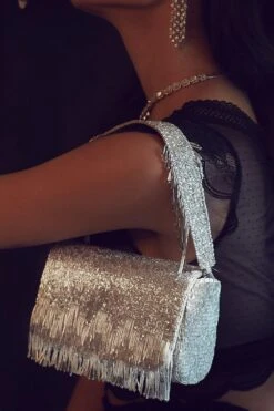 Lovetobag Silver Firante Flapover Clutch
