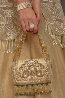 Lovetobag Kaleen Silver Flapover Clutch