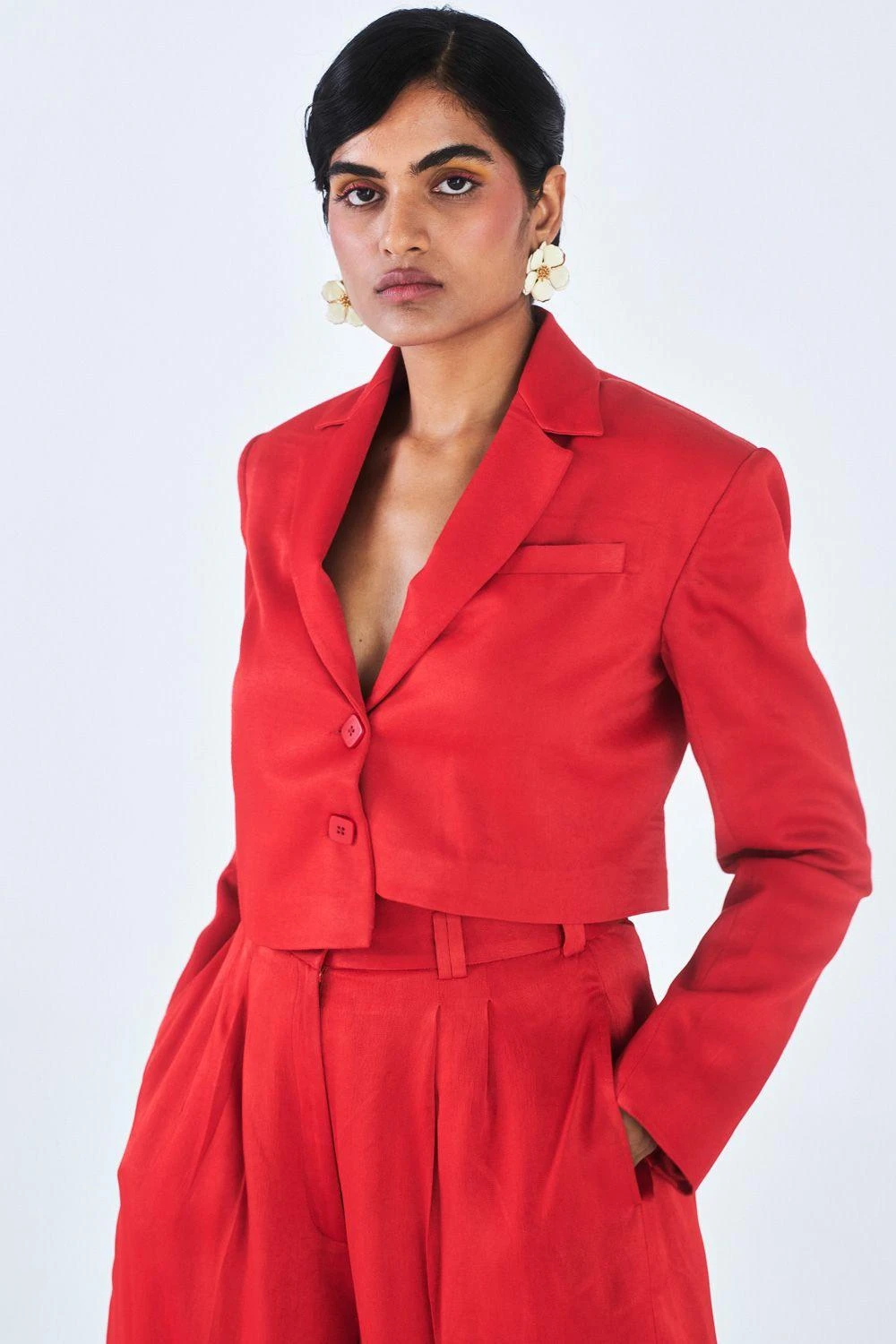 Little Things Red Cropped Jacket Set 4 Little Things Red Cropped Jacket Set - Image 2