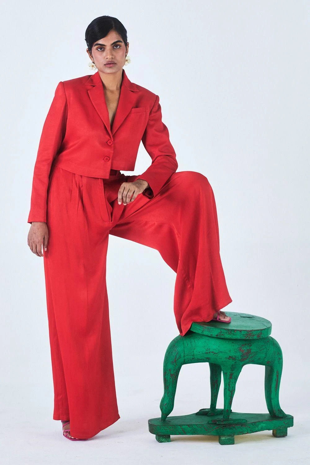 Little Things Red Cropped Jacket Set 5 Little Things Red Cropped Jacket Set - Image 3