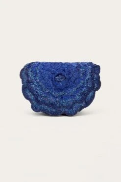 Doux Amour Blue Rosalind Beaded Clutch