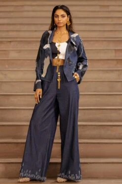 AK-OK By Anamika Khanna Blue Embroidered Denim Jacket