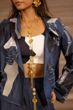 AK-OK By Anamika Khanna Blue Embroidered Denim Jacket 10 AK-OK By Anamika Khanna Blue Embroidered Denim Jacket -Inca Sales Store 2108akok01 4