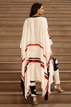 AK-OK By Anamika Khanna Black Striped Cape With Crop Top And Pants -Inca Sales Store 2108akok117 6