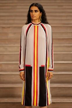 AK-OK By Anamika Khanna Grey Striped Jacket -Inca Sales Store 2108akok158 4