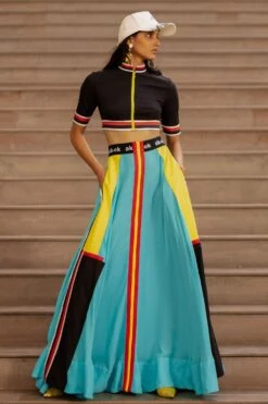 AK-OK By Anamika Khanna Teal Lehenga Skirt Set 9 AK-OK By Anamika Khanna Teal Lehenga Skirt Set -Inca Sales Store 2108akok162 3