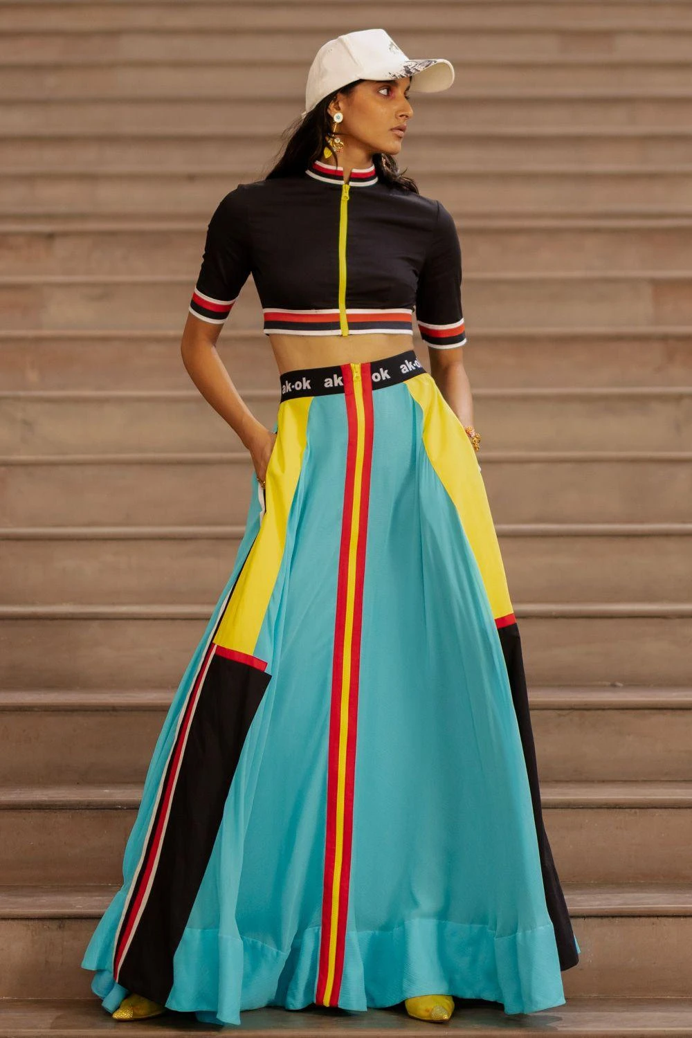 AK-OK By Anamika Khanna Teal Lehenga Skirt Set 5 AK-OK By Anamika Khanna Teal Lehenga Skirt Set - Image 3