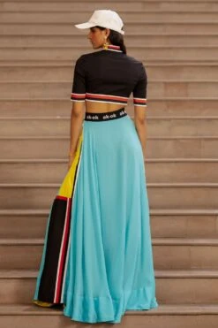 AK-OK By Anamika Khanna Teal Lehenga Skirt Set 11 AK-OK By Anamika Khanna Teal Lehenga Skirt Set -Inca Sales Store 2108akok162 5