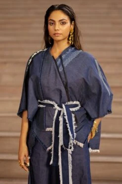 AK-OK By Anamika Khanna Blue Denim Cape 8 AK-OK By Anamika Khanna Blue Denim Cape -Inca Sales Store 2108akok17 3