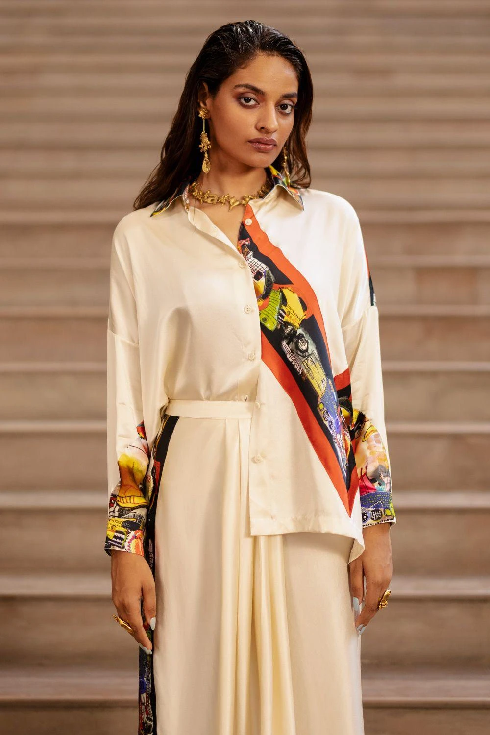 AK-OK By Anamika Khanna Graphic Printed Shirt With Lungi Skirt 6 AK-OK By Anamika Khanna Graphic Printed Shirt With Lungi Skirt - Image 4